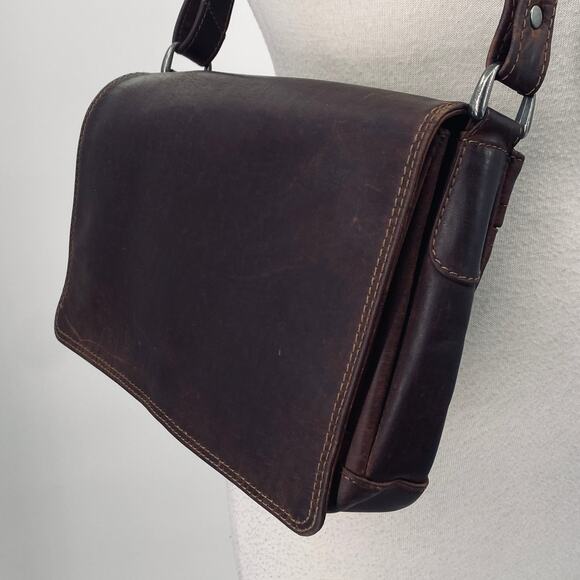 Vintage Adrian Klis Handcrafted Buffalo Leather Messenger Shoulder Bag Brown - Picture 2 of 16